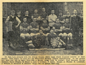 Sam Luty pictured with the 1912 Yeadon Celtic Team