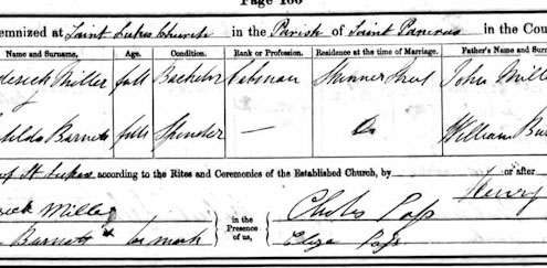 Matilda Burnett Marriage Certificate